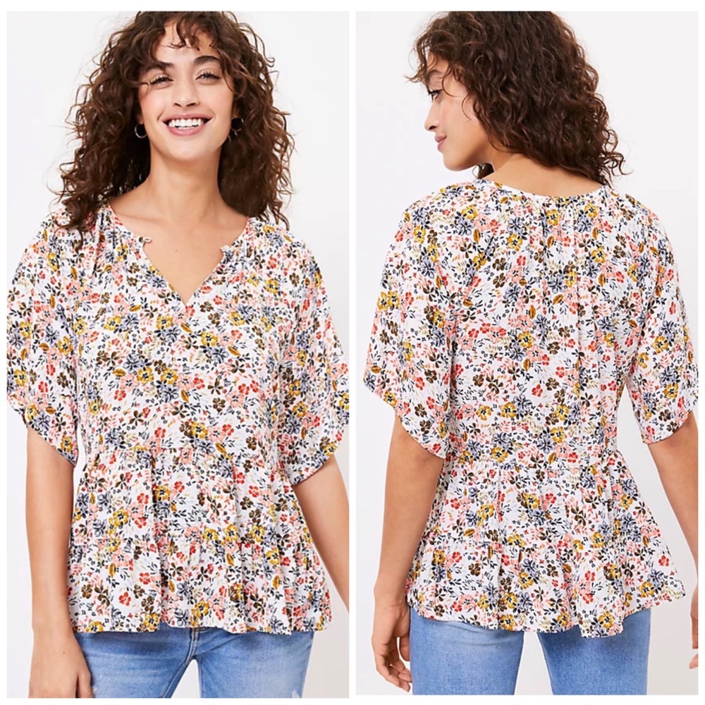 Loft Floral Tiered Top